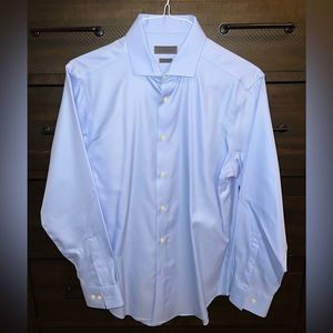 Calvin Klein Blue Pinstripe Dress Shirt, Large, Slim Fit, Great Condition